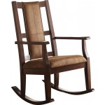 ACME Butsea Rocking Chair, Brown Fabric & Espresso