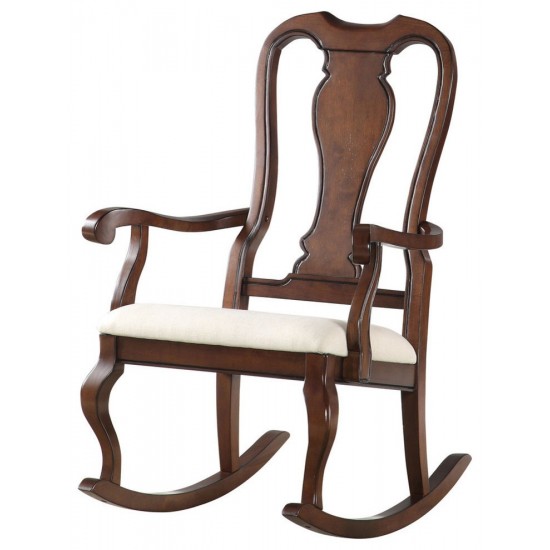 ACME Sheim Rocking Chair, Beige Fabric & Cherry