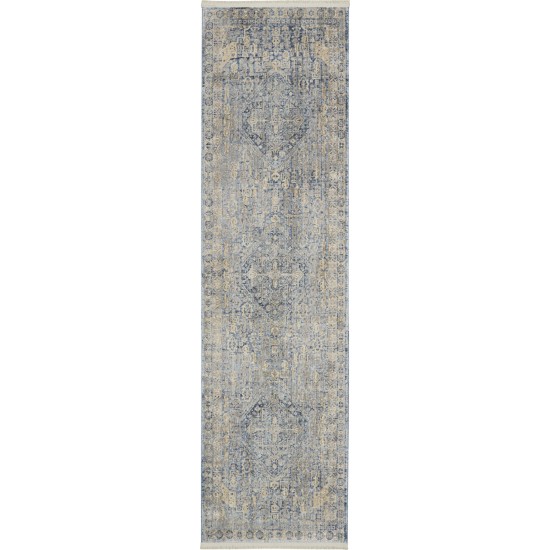 Nourison Lustrous Weave LUW02 Runner Rug, Blue/Ivory, 2'2" x 7'6"