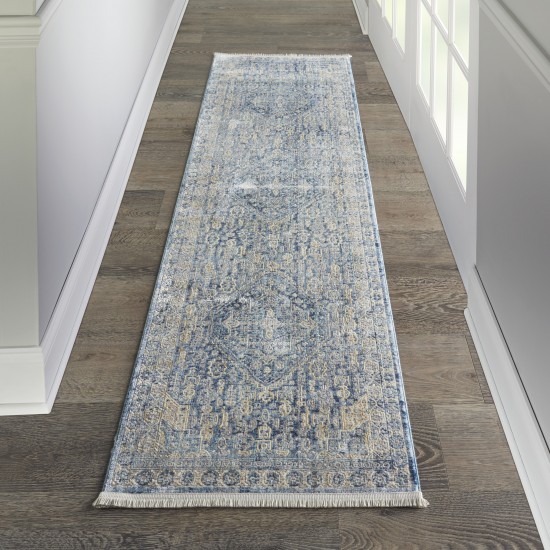 Nourison Lustrous Weave LUW02 Runner Rug, Blue/Ivory, 2'2" x 7'6"