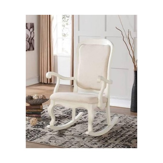 ACME Sharan Rocking Chair, Fabric & Antique White