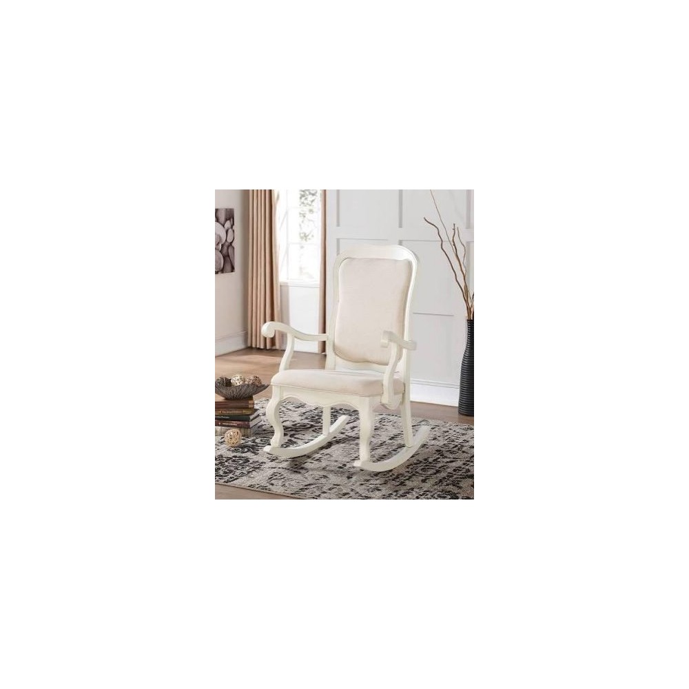 ACME Sharan Rocking Chair, Fabric & Antique White