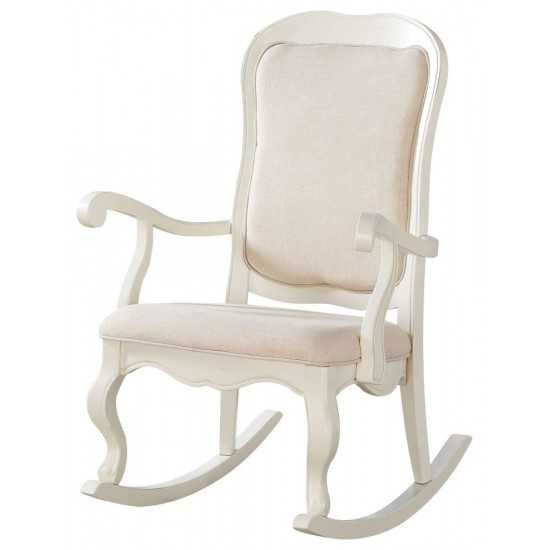 ACME Sharan Rocking Chair, Fabric & Antique White