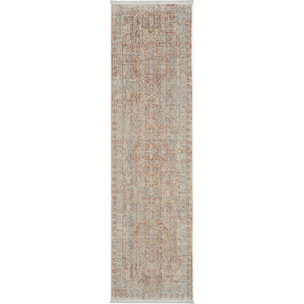 Nourison Lustrous Weave LUW02 Runner Rug, Grey/Brick, 2'2" x 7'6"