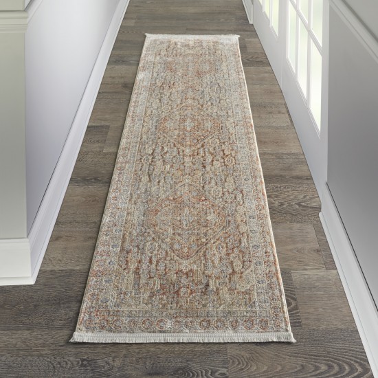 Nourison Lustrous Weave LUW02 Runner Rug, Grey/Brick, 2'2" x 7'6"