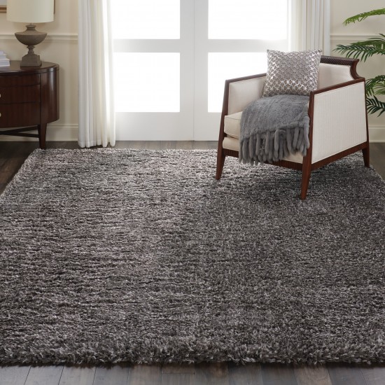 Nourison Luxe Shag LXS01 Area Rug, Charcoal, 8'2" x 10'