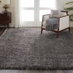 Nourison Luxe Shag LXS01 Area Rug, Charcoal, 9' x 12'