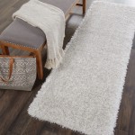 Nourison Luxe Shag LXS01 Runner Rug, Light Grey, 2'2" x 7'6"