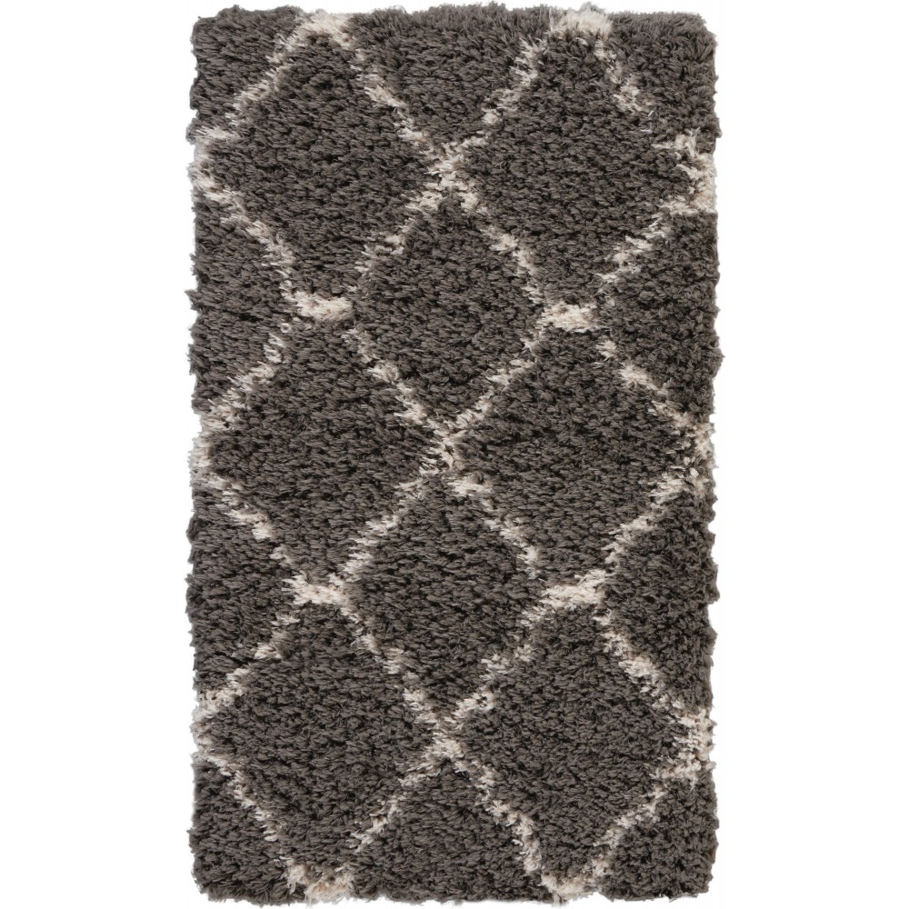 Nourison Luxe Shag LXS02 Area Rug, Charcoal/Beige, 2'2" x 3'9"