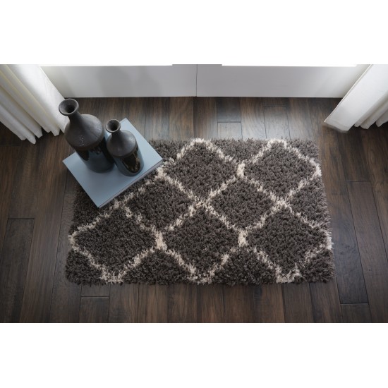 Nourison Luxe Shag LXS02 Area Rug, Charcoal/Beige, 2'2" x 3'9"