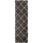 Nourison Luxe Shag LXS02 Runner Rug, Charcoal/Beige, 2'2" x 7'6"