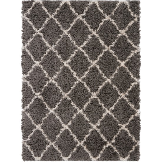 Nourison Luxe Shag LXS02 Area Rug, Charcoal/Beige, 4' x 6'