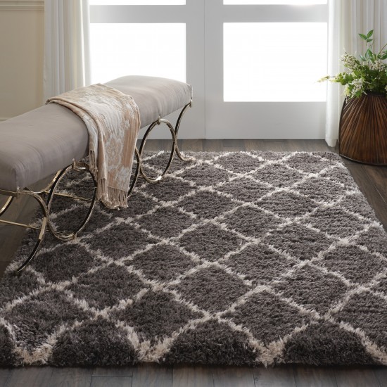 Nourison Luxe Shag LXS02 Area Rug, Charcoal/Beige, 4' x 6'