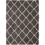 Nourison Luxe Shag LXS02 Area Rug, Charcoal/Beige, 8'2" x 10'