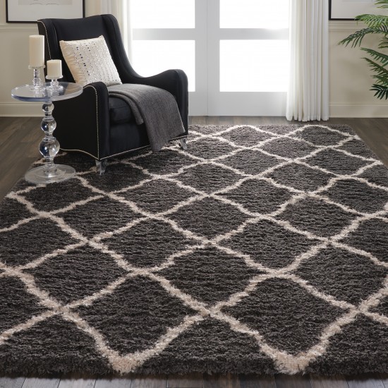 Nourison Luxe Shag LXS02 Area Rug, Charcoal/Beige, 9' x 12'