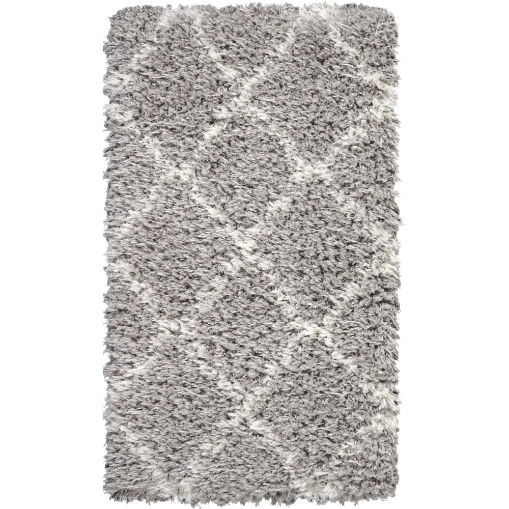 Nourison Luxe Shag LXS02 Area Rug, Grey/Ivory, 2'2" x 3'9"