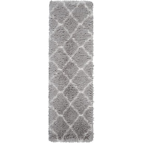 Nourison Luxe Shag LXS02 Runner Rug, Grey/Ivory, 2'2" x 7'6"