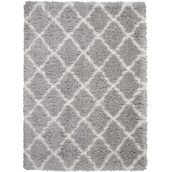 Nourison Luxe Shag LXS02 Area Rug, Grey/Ivory, 4' x 6'