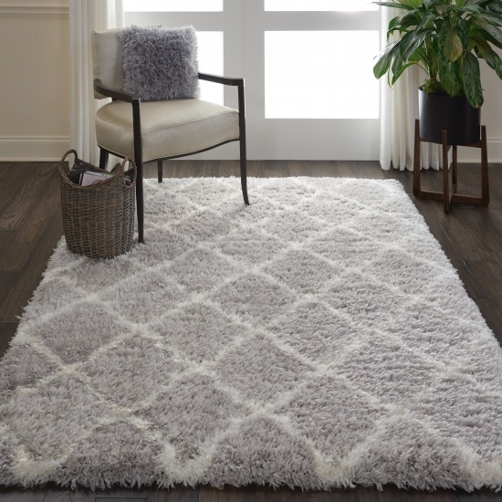 Nourison Luxe Shag LXS02 Area Rug, Grey/Ivory, 4' x 6'