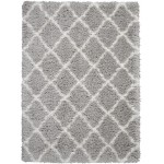 Nourison Luxe Shag LXS02 Area Rug, Grey/Ivory, 5' x 7'