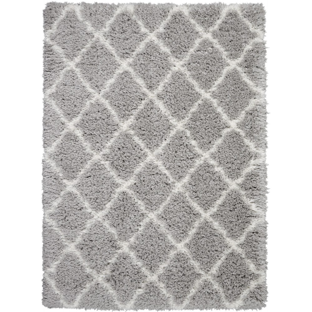 Nourison Luxe Shag LXS02 Area Rug, Grey/Ivory, 8'2" x 10'