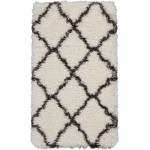 Nourison Luxe Shag LXS02 Area Rug, Ivory/Charcoal, 2'2" x 3'9"