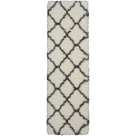 Nourison Luxe Shag LXS02 Runner Rug, Ivory/Charcoal, 2'2" x 7'6"