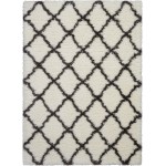 Nourison Luxe Shag LXS02 Area Rug, Ivory/Charcoal, 4' x 6'