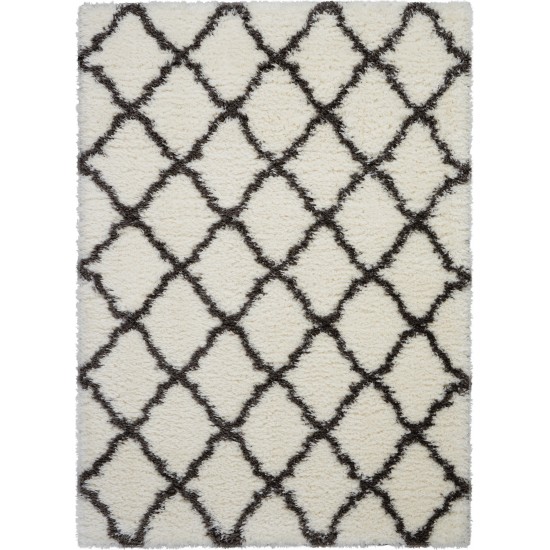 Nourison Luxe Shag LXS02 Area Rug, Ivory/Charcoal, 5' x 7'