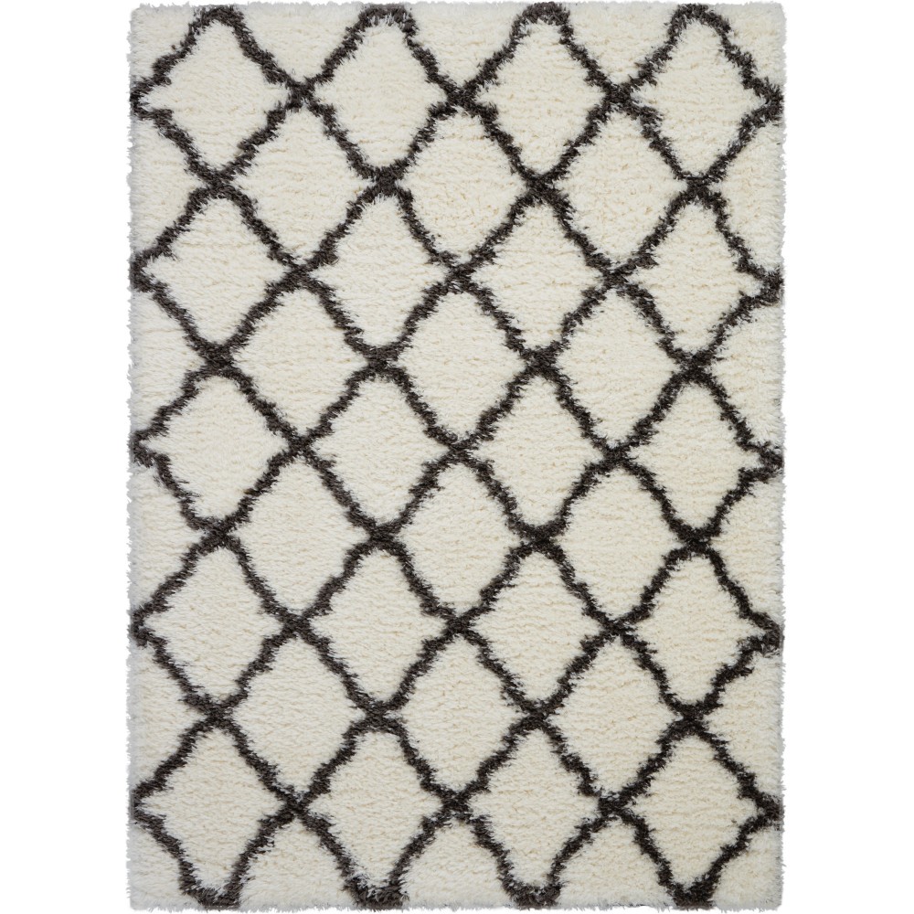 Nourison Luxe Shag LXS02 Area Rug, Ivory/Charcoal, 5' x 7'