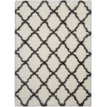 Nourison Luxe Shag LXS02 Area Rug, Ivory/Charcoal, 8'2" x 10'