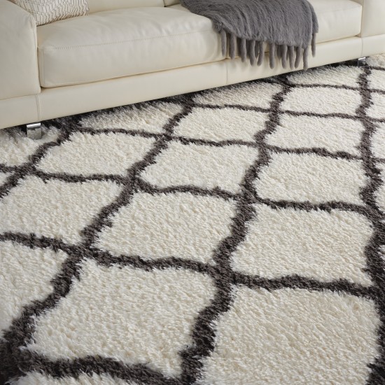 Nourison Luxe Shag LXS02 Area Rug, Ivory/Charcoal, 8'2" x 10'