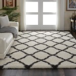 Nourison Luxe Shag LXS02 Area Rug, Ivory/Charcoal, 9' x 12'