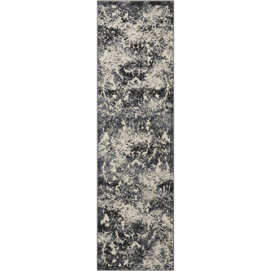 Michael Amini Gleam MA603 Runner Rug, Ivory/Slate, 2'2" x 7'6"