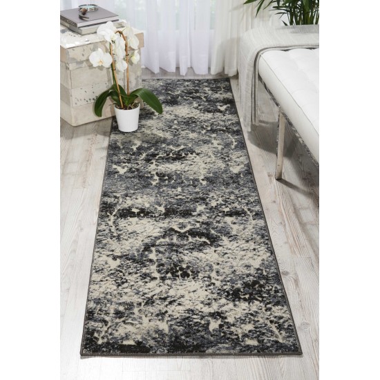 Michael Amini Gleam MA603 Runner Rug, Ivory/Slate, 2'2" x 7'6"