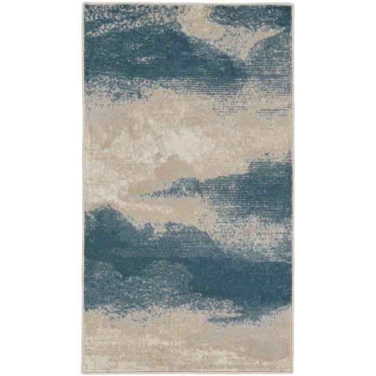 Nourison Maxell MAE06 Area Rug, Ivory/Teal, 2'2" x 3'9"