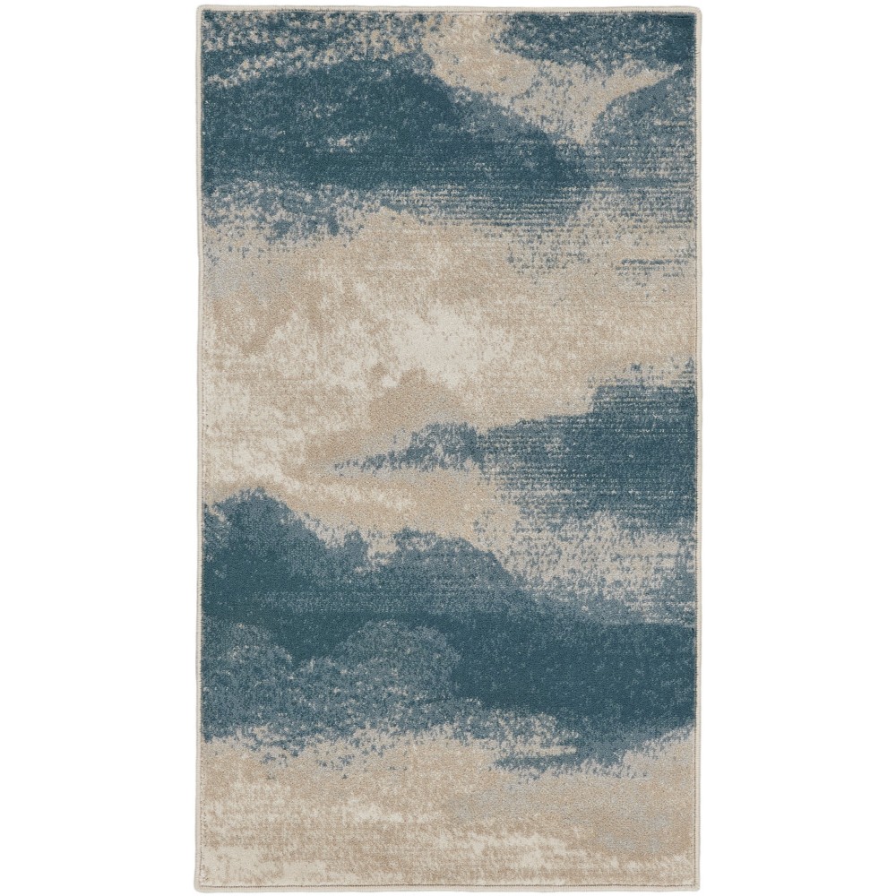 Nourison Maxell MAE06 Area Rug, Ivory/Teal, 2'2" x 3'9" Nourison Maxell MAE06 Area Rug, Ivory/Teal, 2'2" x 3'9"