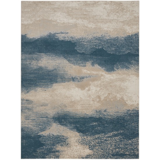 Nourison Maxell MAE06 Area Rug, Ivory/Teal, 7'10" x 10'6"