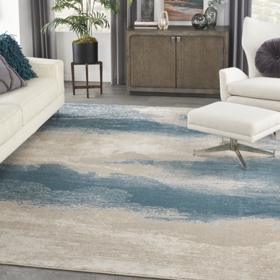 Nourison Maxell MAE06 Area Rug, Ivory/Teal, 7'10" x 10'6"