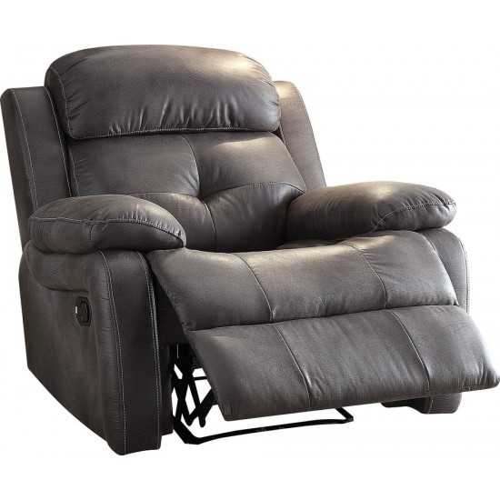 ACME Ashe Recliner, Gray Polished Microfiber