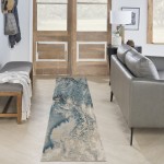 Nourison Maxell MAE08 Runner Rug, Ivory/Teal, 2'2" x 12'