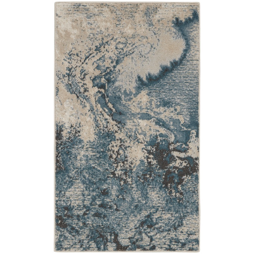 Nourison Maxell MAE08 Area Rug, Ivory/Teal, 2'2" x 3'9"