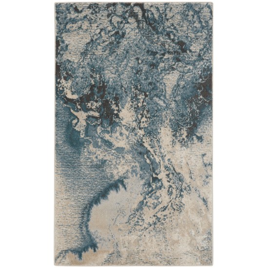 Nourison Maxell MAE08 Area Rug, Ivory/Teal, 3' x 5'