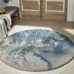 Nourison Maxell MAE08 Area Rug, Ivory/Teal, 3'10" x 3'10"Round