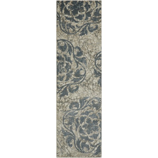 Nourison Maxell MAE10 Runner Rug, Ivory/Blue, 2'2" x 7'6"