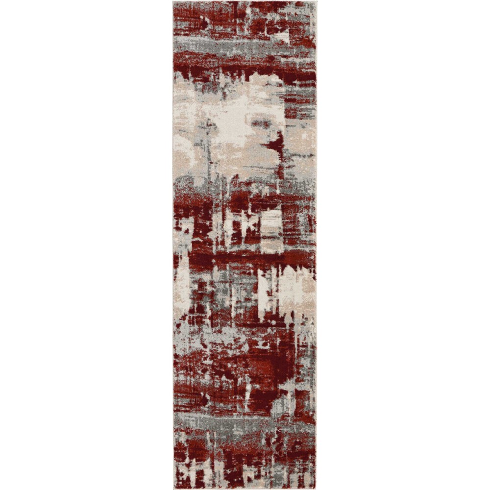 Nourison Maxell MAE14 Runner Rug, Ivory/Red, 2'2" x 7'6"