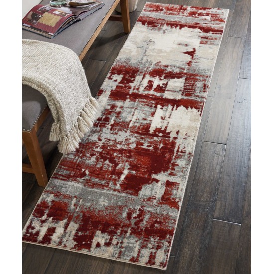 Nourison Maxell MAE14 Runner Rug, Ivory/Red, 2'2" x 7'6"