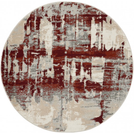 Nourison Maxell MAE14 Area Rug, Ivory/Red, 3'10" x Round