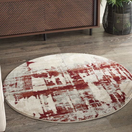 Nourison Maxell MAE14 Area Rug, Ivory/Red, 3'10" x Round