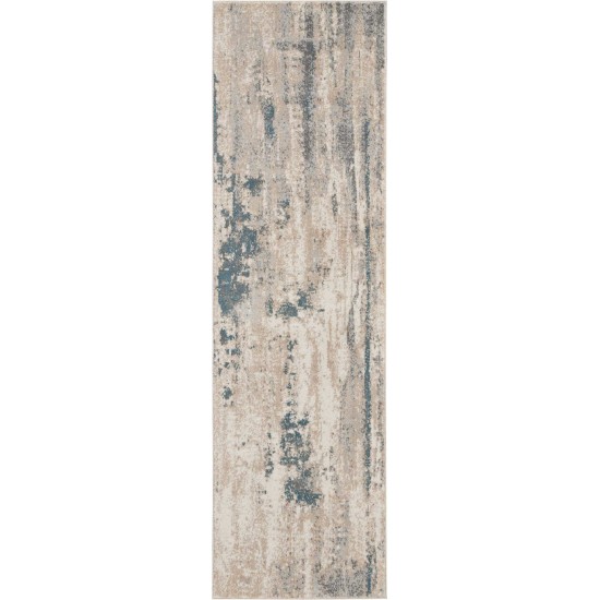 Nourison Maxell MAE17 Runner Rug, Ivory/Teal, 2'2" x 7'6"